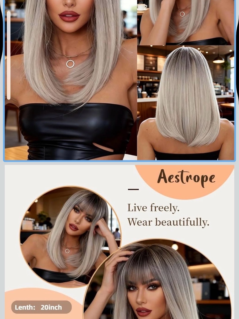 Silver Blonde Straight Wig - Elegant 20-inch
